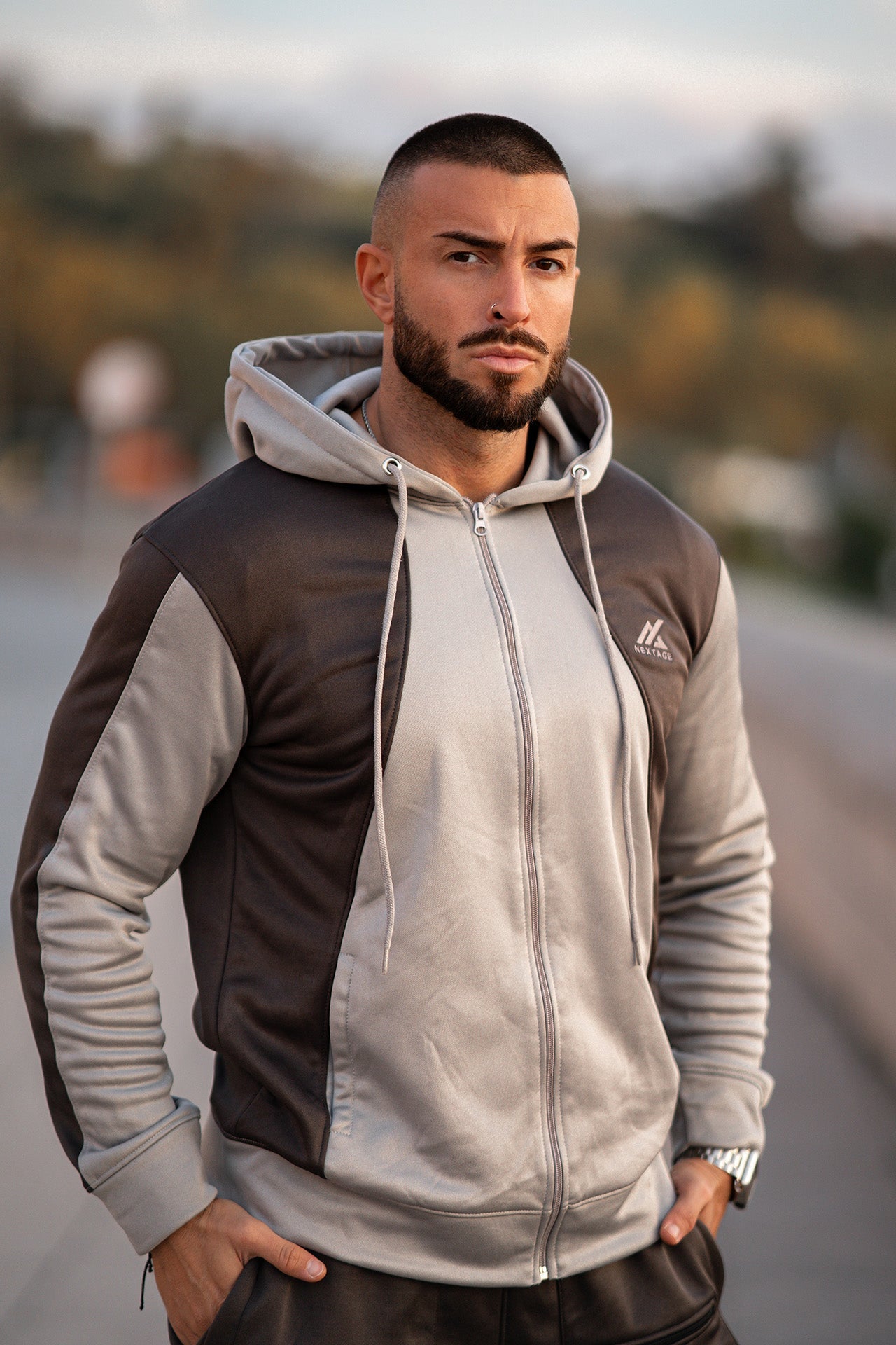 Logo Grey Poly Fleece Tracksuit