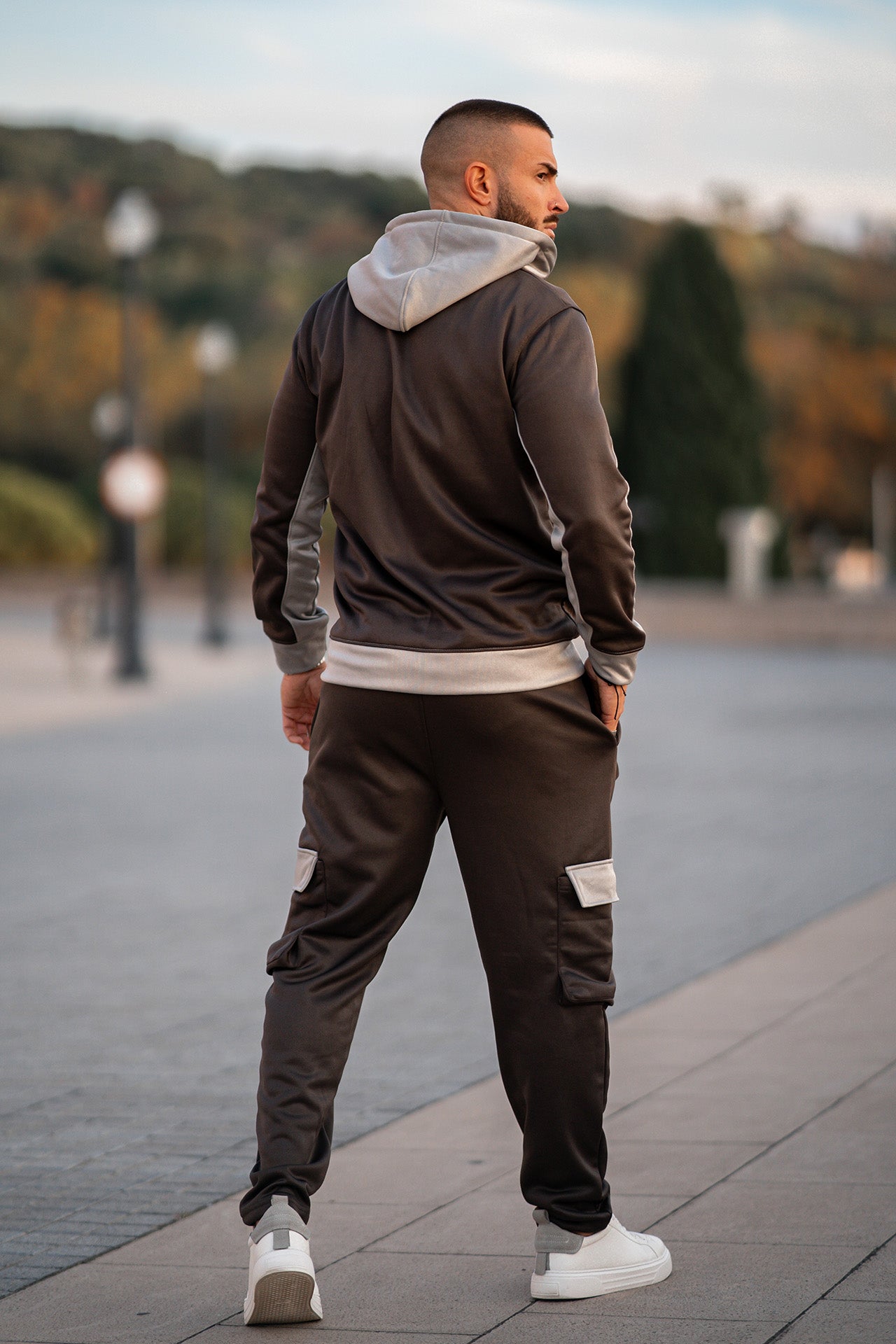 Logo Grey Poly Fleece Tracksuit