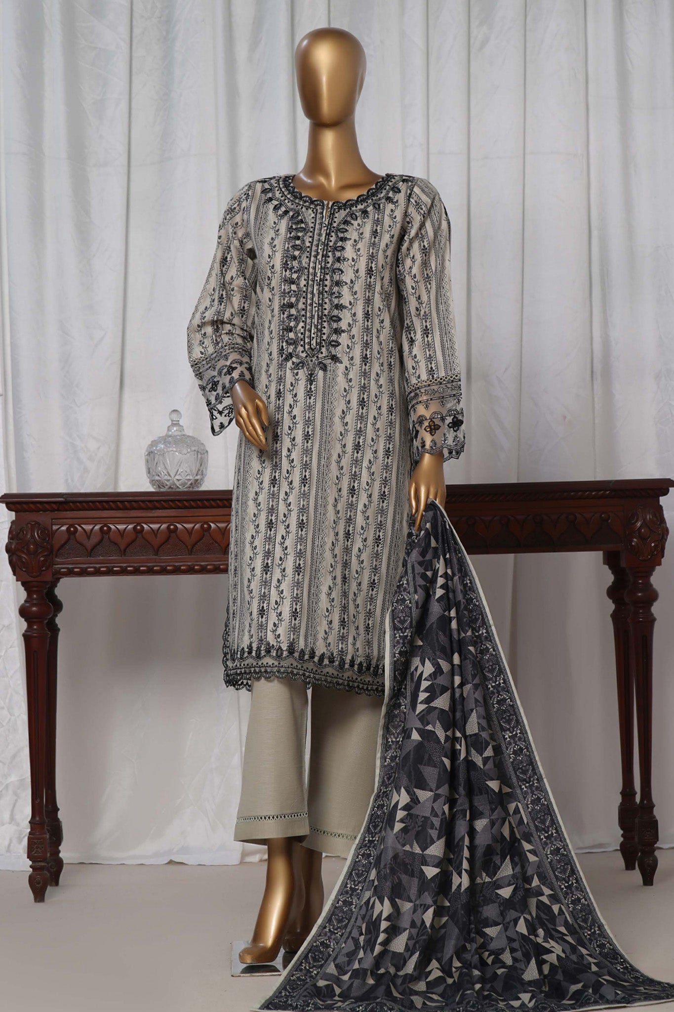 Sada Bahar Stitched 3 Piece Emb Khaddar Collection'2024