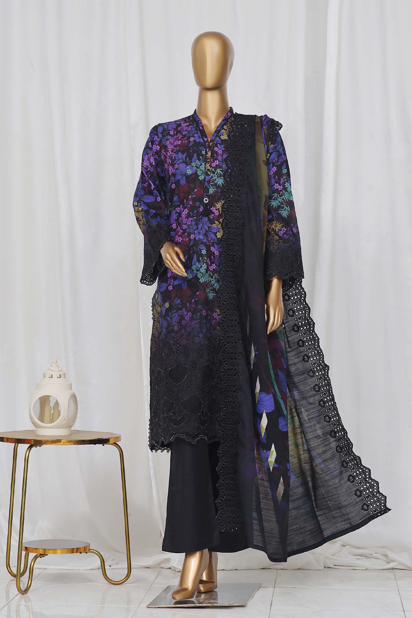 Sada Bahar Stitched 3 Piece Laser Cutwork Chikankari- Collection'2024-Purple