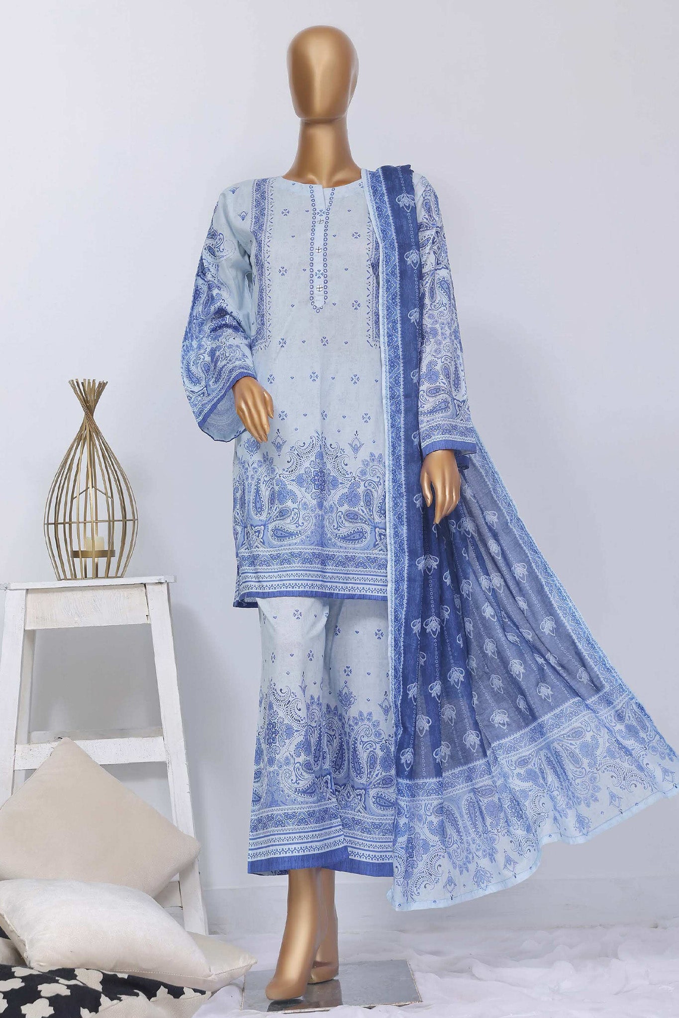 Sada Bahar Stitched 3 Piece Mid Summer Co Ords Collection'2024-Sky Blue