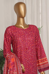 Sada Bahar Stitched 3 Piece Printed Khaddar Collection'2024-Maroon