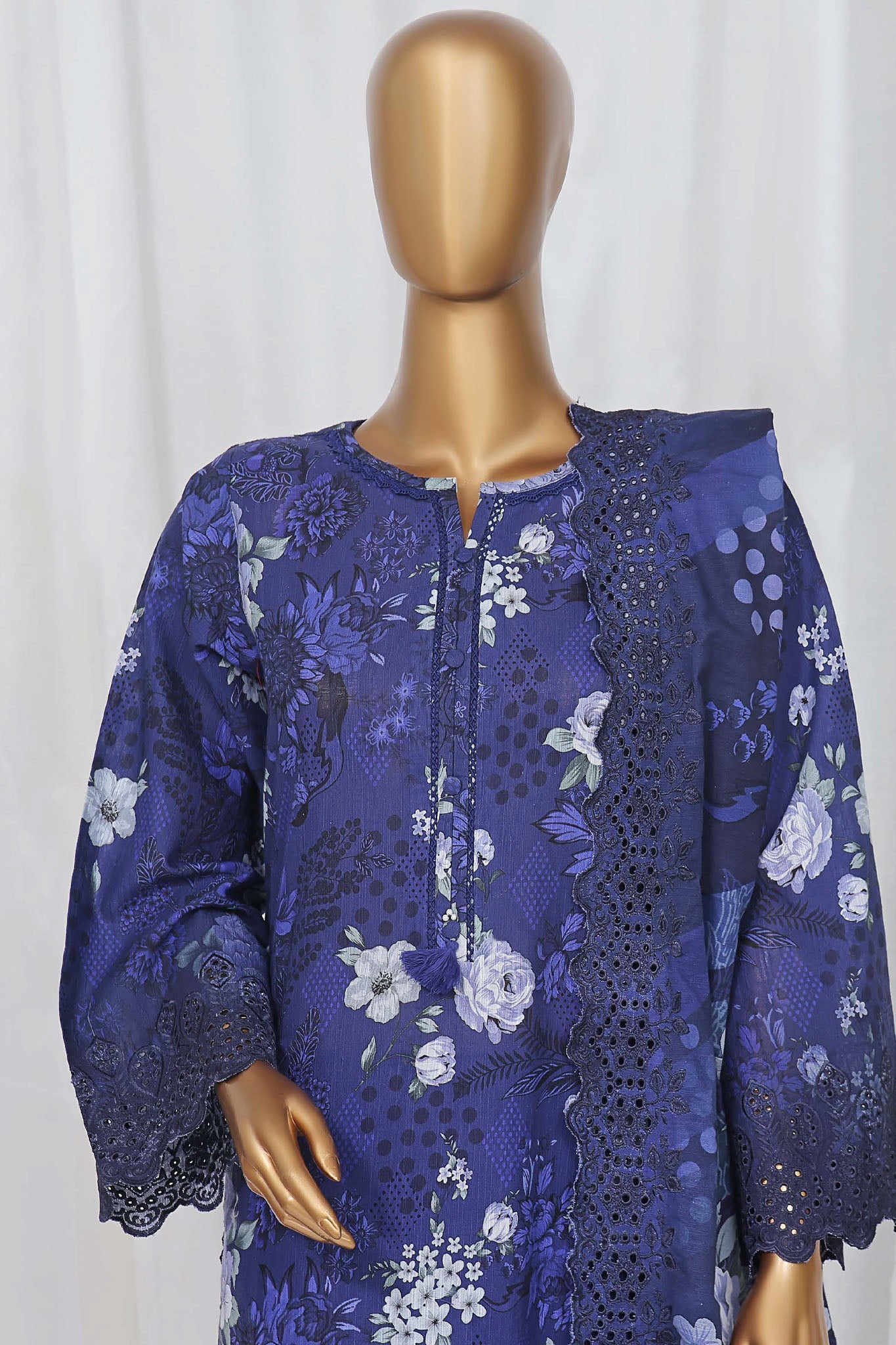 Sada Bahar Stitched 3 Piece Laser Cutwork Chikankari- Collection'2024-Blue