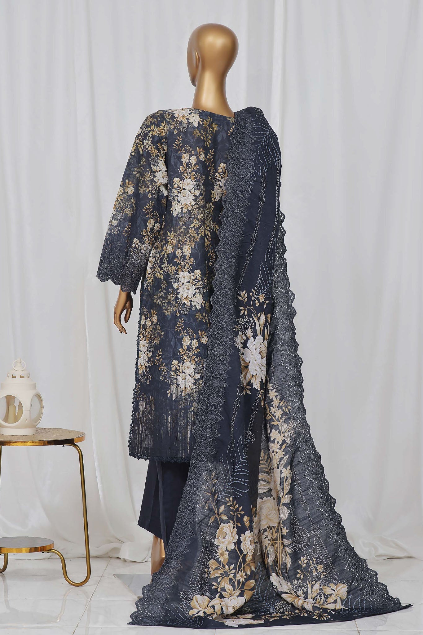 Sada Bahar Stitched 3 Piece Laser Cutwork Chikankari- Collection'2024-Navy Blue