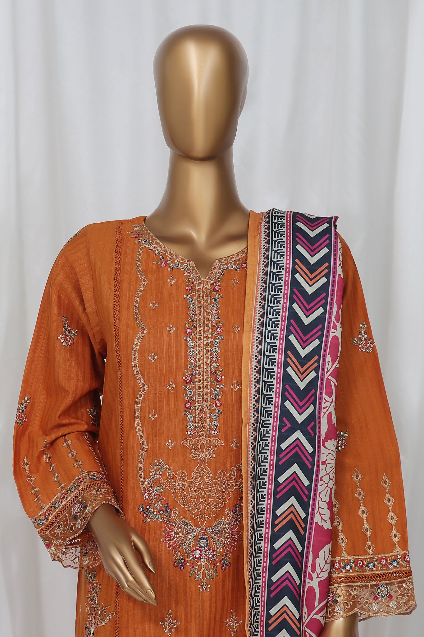 Sada Bahar Stitched 3 Piece Luxury Emb Khaddar- Collection'2024-MASTARD