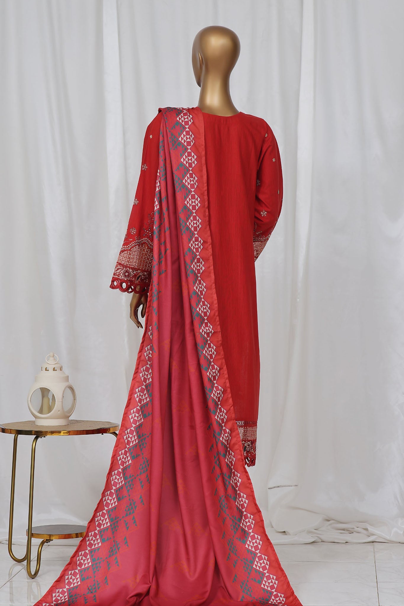 Sada Bahar Stitched 3 Piece Luxury Emb Khaddar- Collection'2024-RED