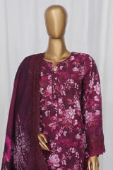 Sada Bahar Stitched 3 Piece Laser Cutwork Chikankari  Collection'2024-Purple