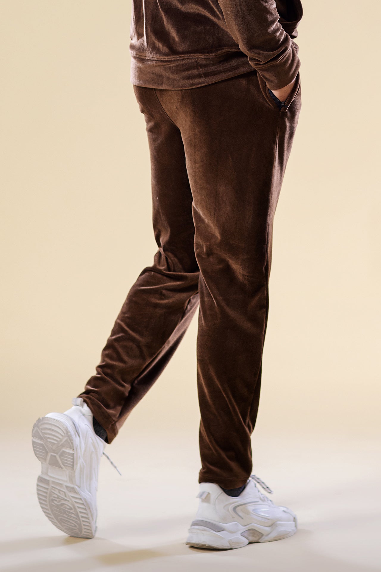 Chocolate Slogan Velour Trouser