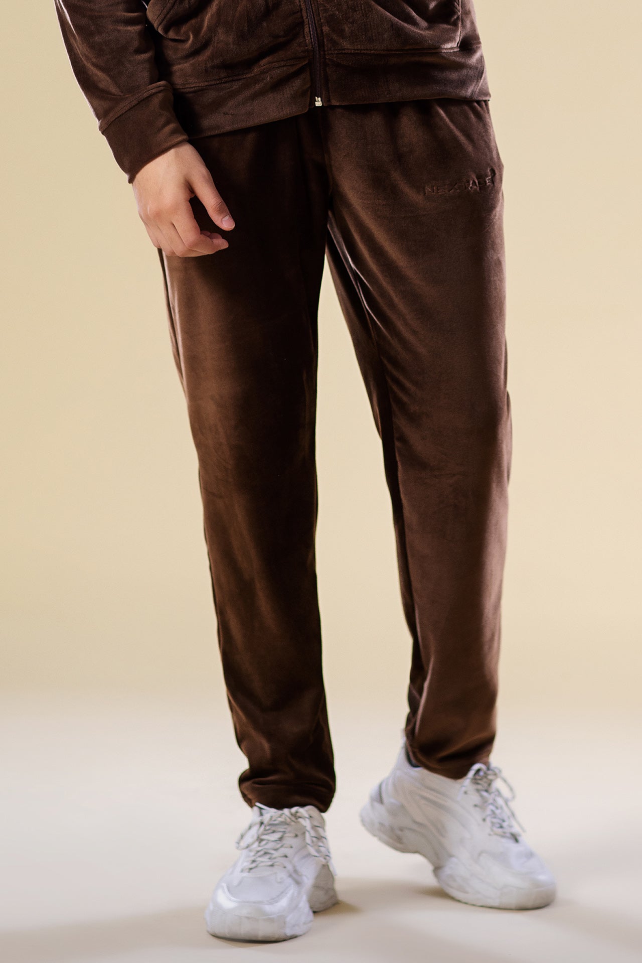 Chocolate Slogan Velour Trouser