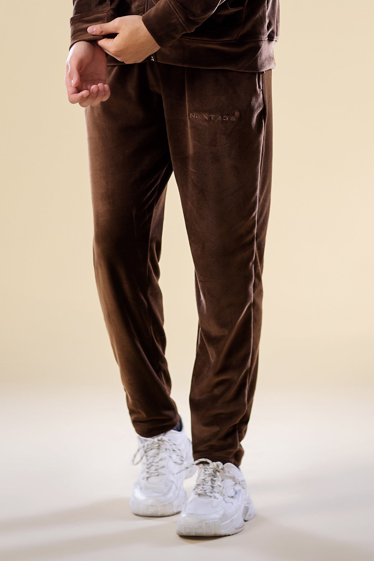 Chocolate Slogan Velour Trouser