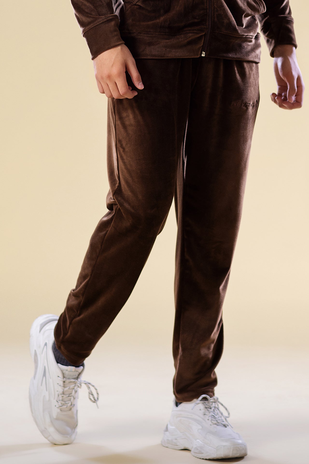 Chocolate Slogan Velour Trouser