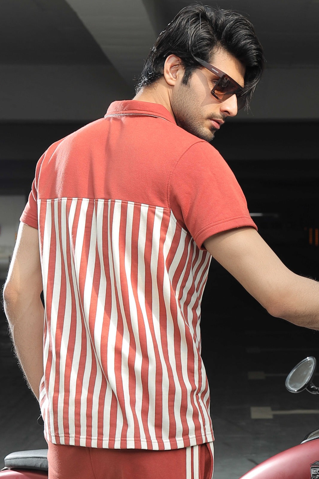 Brown Stripe Polo Shirt