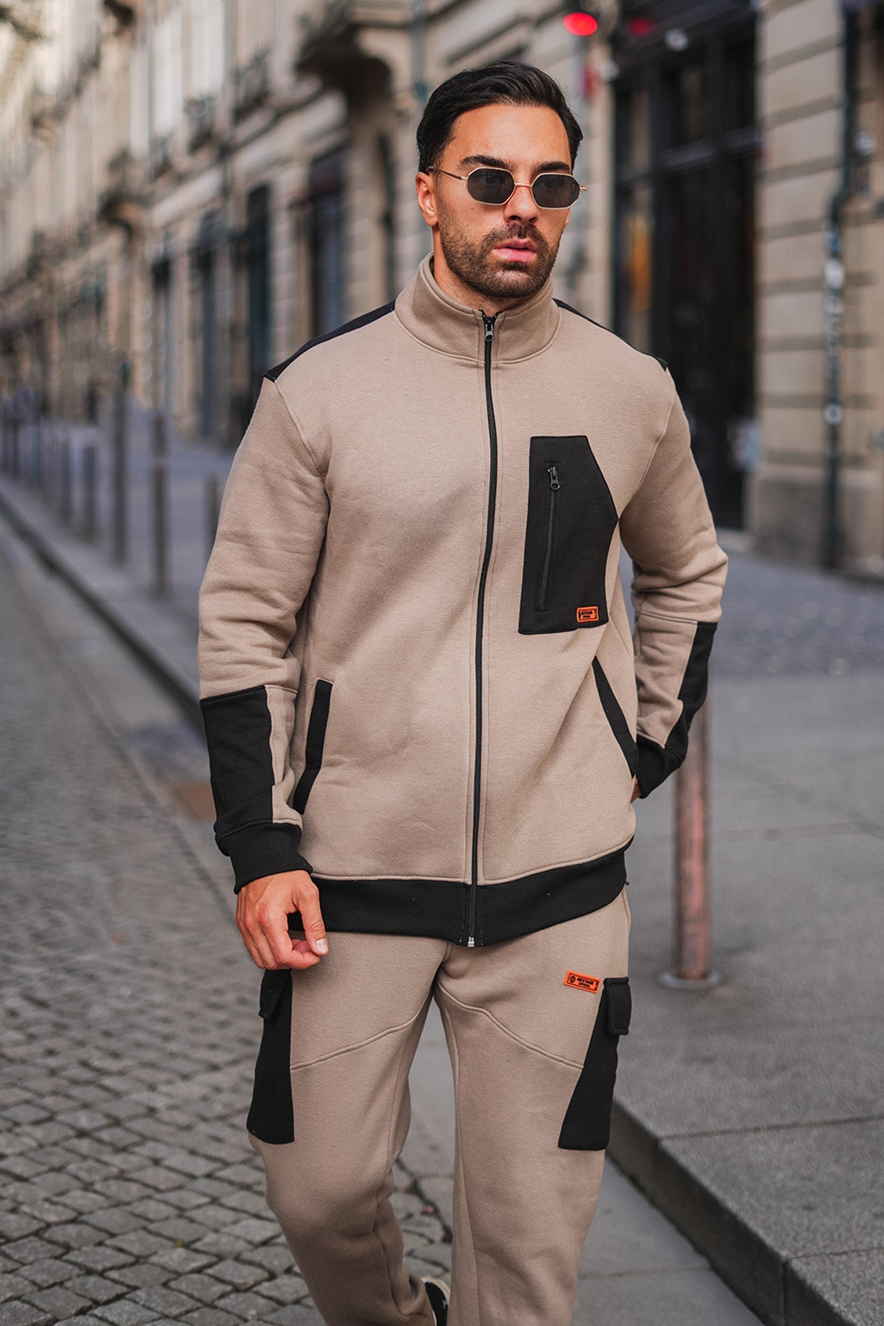 Beige Cotton Fleece Tracksuit