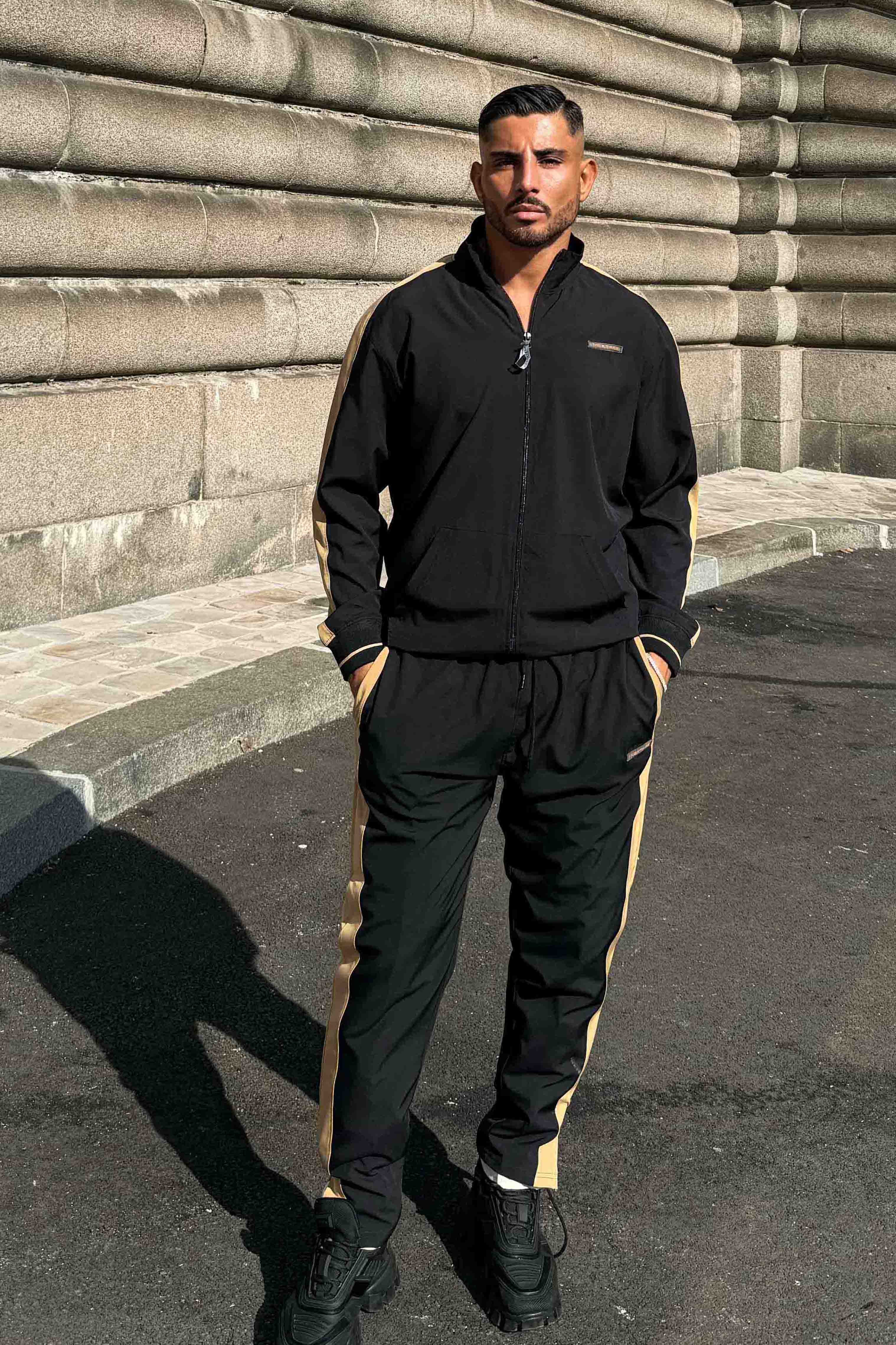 Black Side Panel Micro Training Tracksuit