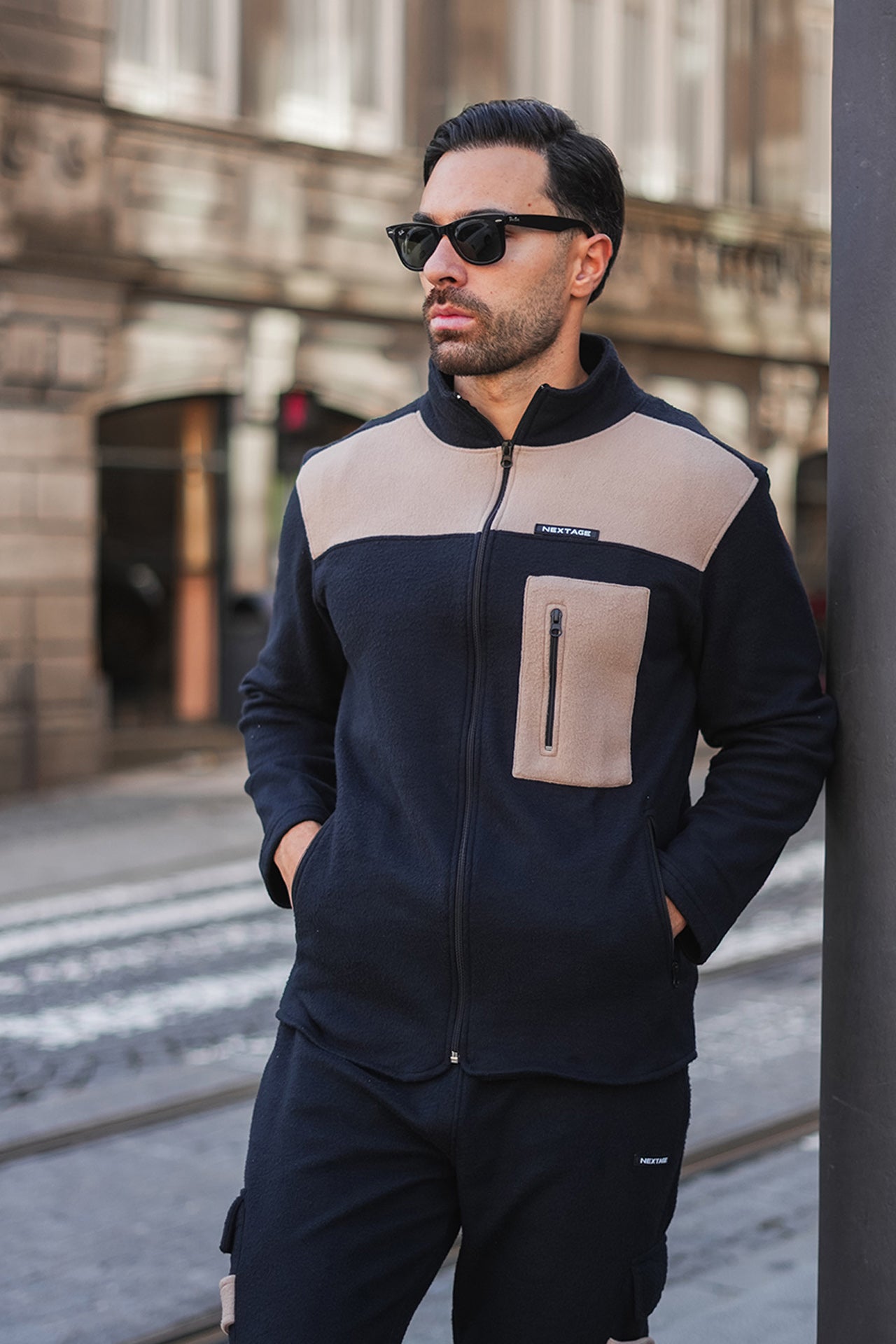 Contrast Cargo Polar Fleece Tracksuit