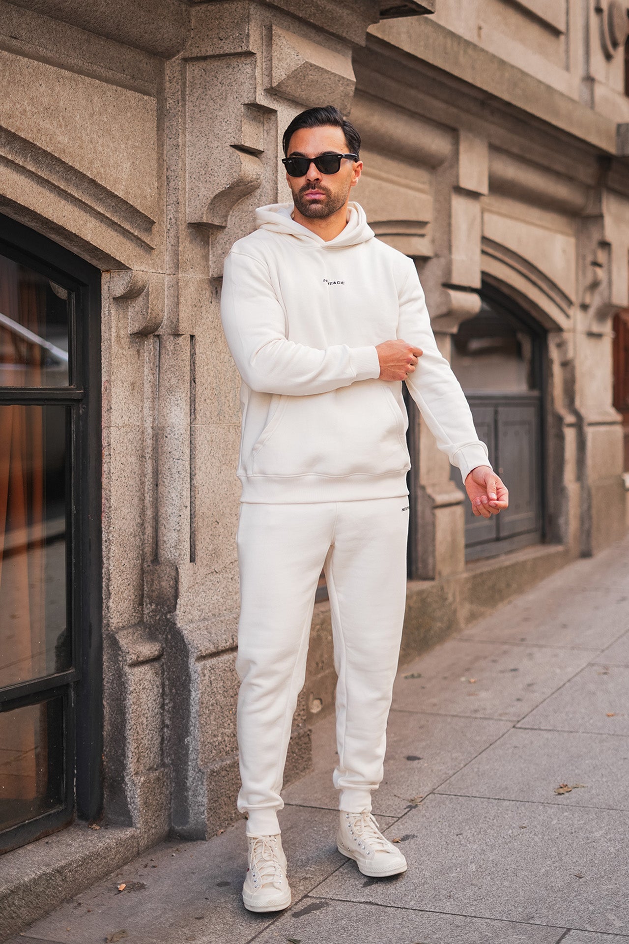 Slogan Cream Cotton Fleece Tracksuit