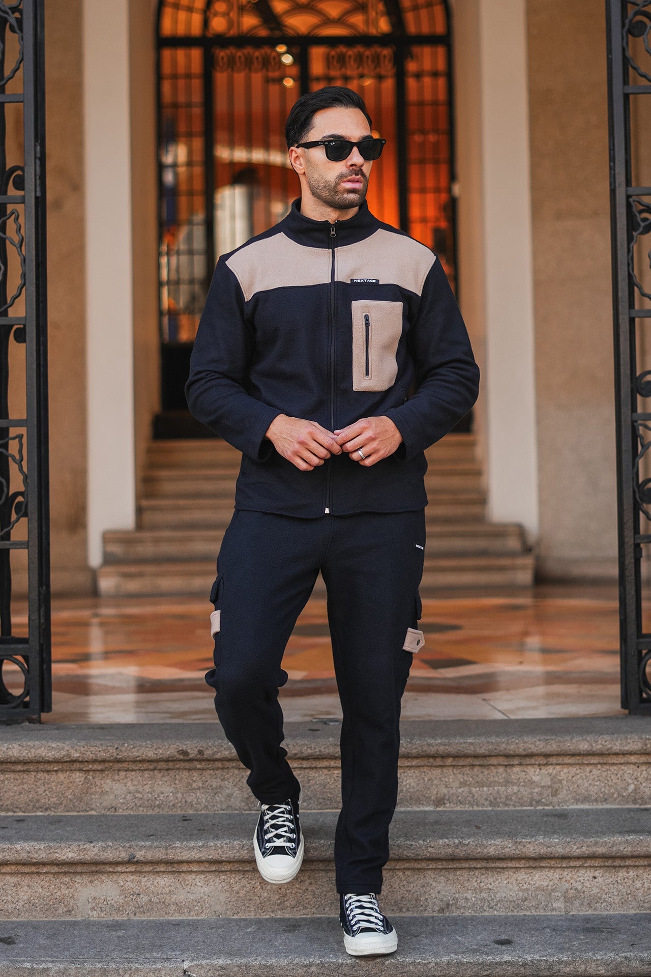 Contrast Cargo Polar Fleece Tracksuit